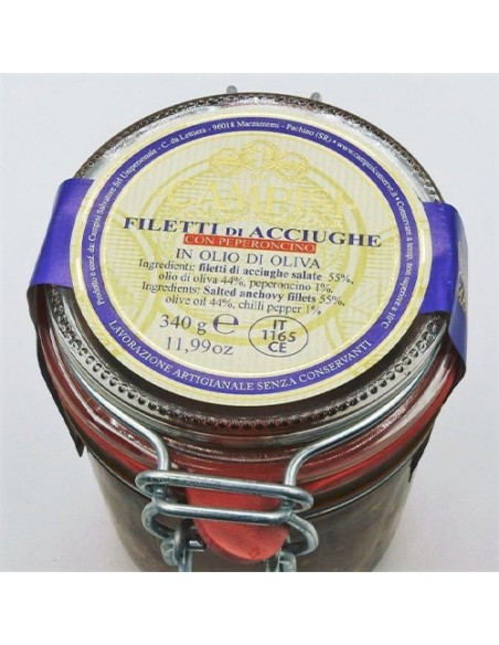 Extra Anchovy Fillets with Chilli Airtight Jar 340 gr Campisi